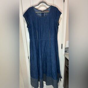 eShakti Blue Denim Dress pumpkin patch cap sleeves 100% cotton